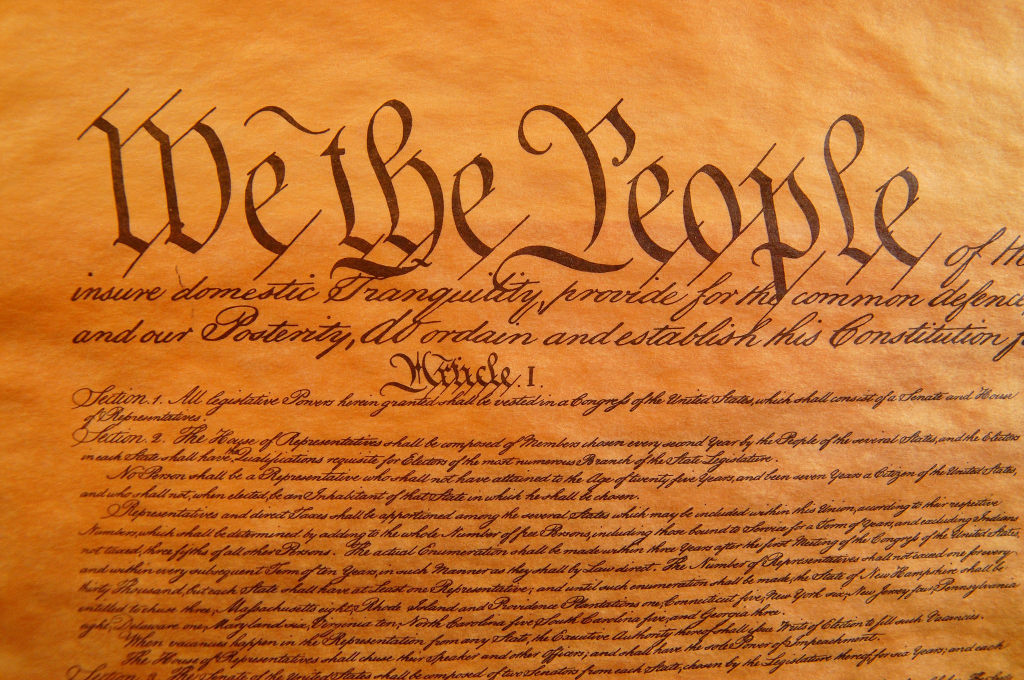 Handwritten Preamble to the U.S. Constitution beginning with ‘We the People’”